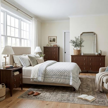 6-Drawer Fluted Dresser, 52" Wide Double Chest of Drawers,Walnut, view 5