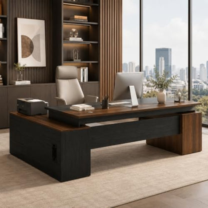 Executive Office Desk, Modern Manager Desk with Floating Desktop Design, view 8