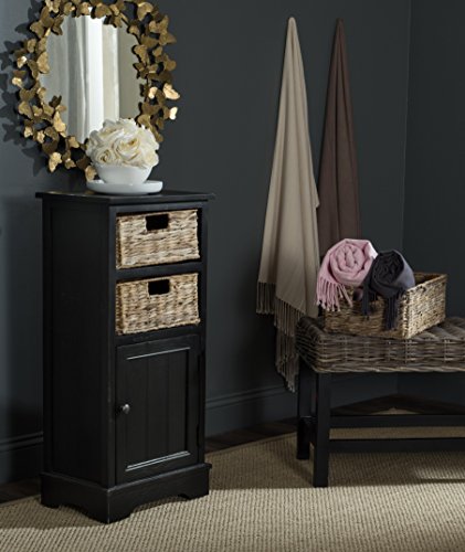 SAFAVIEH Furniture - Connery 2-Basket Cabinet - Cherry - Solid Wood - Farmhouse Storage Design - Ideal for Living Room, Entryway, Home Office, 16" W x 12" D x 35" H - Fully Assembled (AMH5742C)