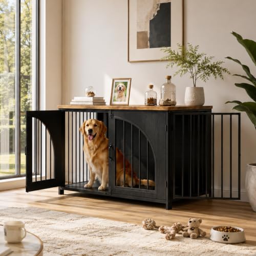 42.5" Dog Crate Furniture for Medium & Large Dogs, Lockable Door, view 2