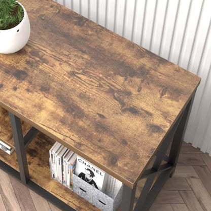 55 Inch TV Stand for Televisions up to 65 Inch, Modern Entertainment Center with Storage Shelves, Industrial Media TV Console for Living Room, Bedroom, Rustic Brown