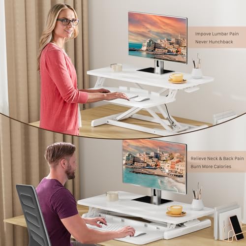 32" Standing Desk Converter, Height Adjustable Stand Up Riser, view 6