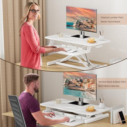 32" Standing Desk Converter, Height Adjustable Stand Up Riser, view 6