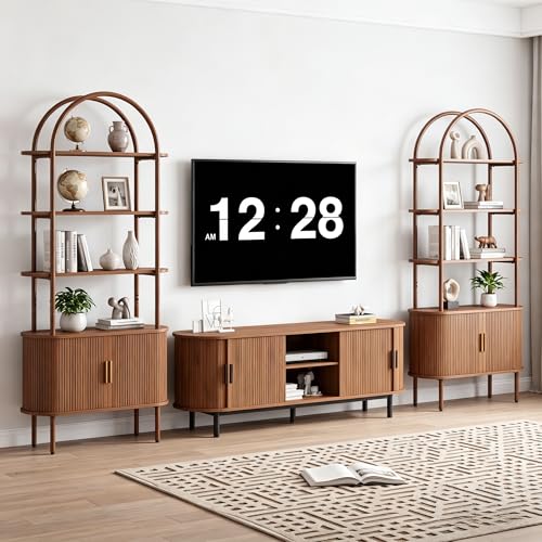 71" Tall Arched Bookshelf, Mid Century Modern Bookcase, view 5