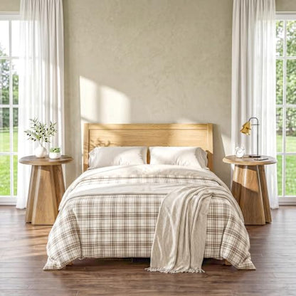 2pcs Round Nightstand with Pedestal Base | 23.6" Wooden Bedside Table with Sturdy Support for Bedroom