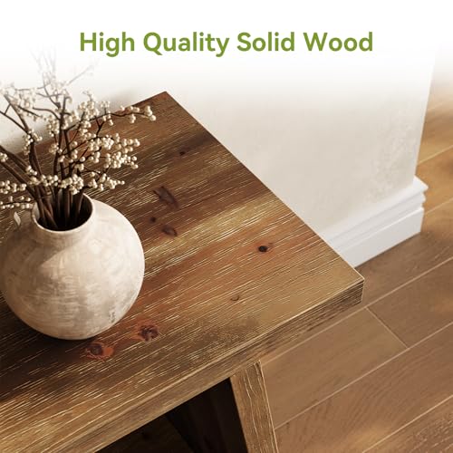 Solid Wood TV Stand, Farmhouse Media Console for 55/60/65 inch TV, view 6
