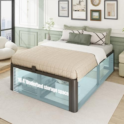 Metal Heavy Duty 18 inch Full Bed Frame with Rounded Corner and Headboard Hole, view 8