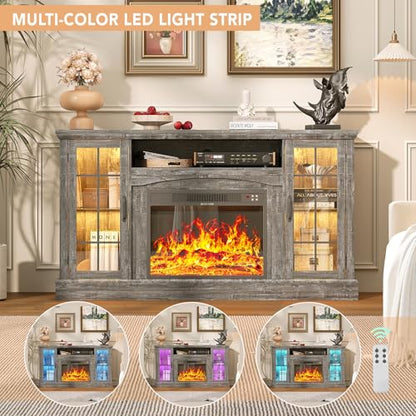 2-in-1 Multifunctional Fireplace TV Stand with 23" Removable Electric Fireplace, view 6