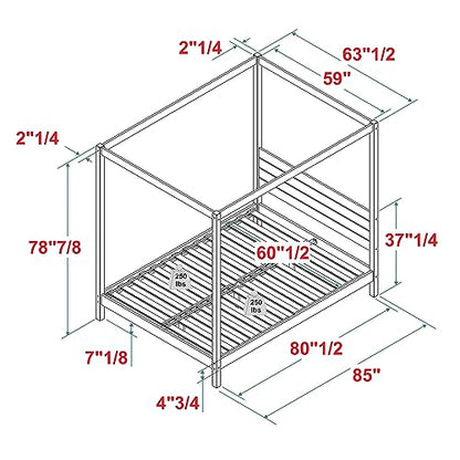 Isla Slatted Headboard Canopy Bedframe, Queen, Natural Pine