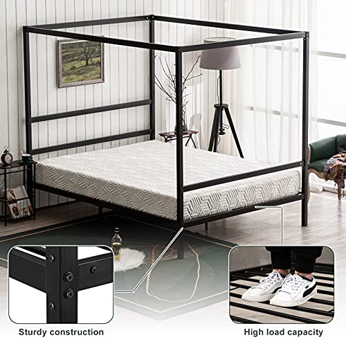 Bonnlo Black Canopy Bed Frame Full with Headboard, view 7