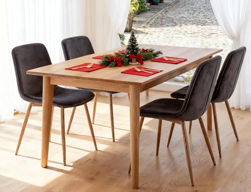 Dining Chairs Set of 4 Velvet Kitchen Chairs with Metal Legs Grey Modern Mid-Century Dining Room Chairs for Holiday Gatherings, Daily Use, Office Leisure Side Chairs