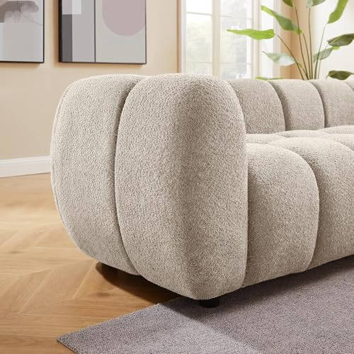 88" Oversized Boucle Sofa, Modern Upholstered Tufted Cloud Couch, Deep Seat Boucle Sofa,Cozy Modern 3 Seater Couch for Living Room, Bedroom, Apartment