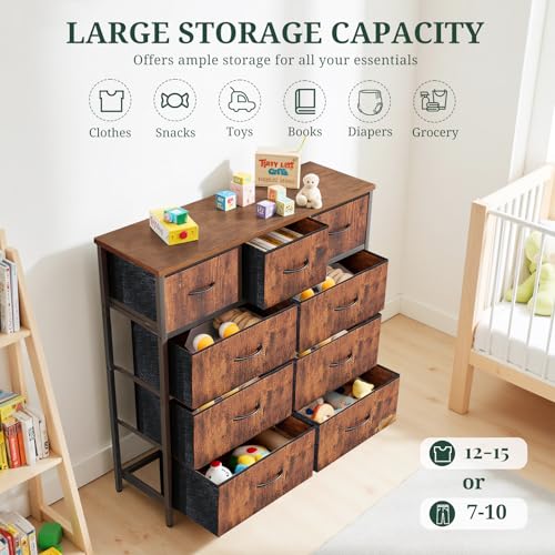 9-Drawer Dresser for Bedroom, Anti-Tip Tall Storage Organizer, view 6