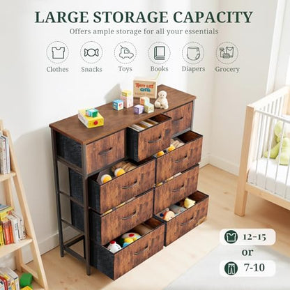 9-Drawer Dresser for Bedroom, Anti-Tip Tall Storage Organizer, view 6