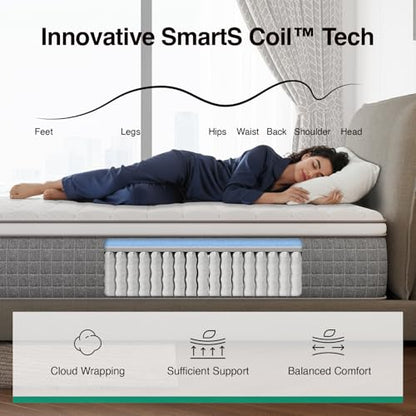 14 Inch King Mattress,King Size Gel Memory Foam Hybrid Mattress, view 6