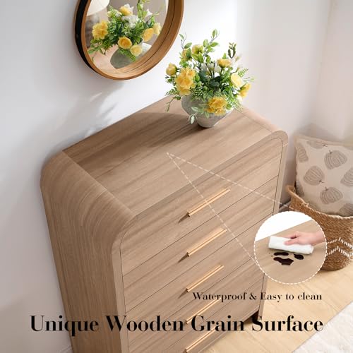 Curved 5 Drawer Dresser for Bedroom, 31'' Wide Chest of Drawers, view 7