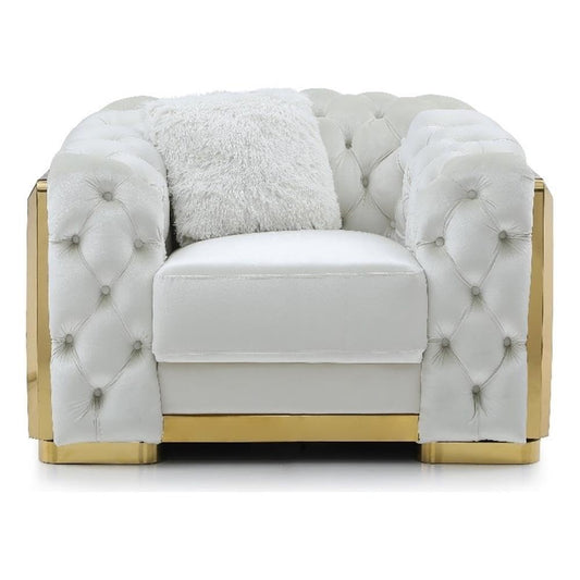 Glory Furniture Lexi 19" H Modern Velvet Upholstered Accent Chair in Ivory/Gold