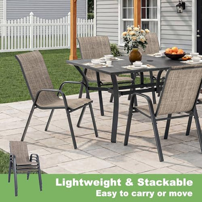 Outdoor Patio Chairs Set of 4 Stackable Dining Chairs All-Weather Textilene, view 7