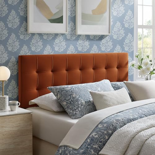 Lily Performance Velvet Full Size Headboard with Biscuit Tufting in Rust, view 2