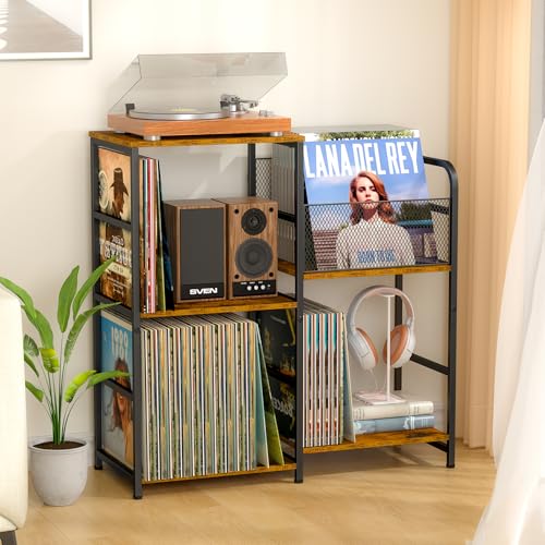 Record Player Stand, Turntable Stand with Vinyl Storage Holds up to 300+ Albums, view 2