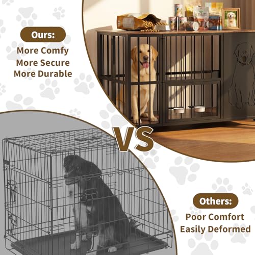 JUNEU 42'' Dog Crate Furniture - No Assembly Collapsible Large Dog Crate, view 6