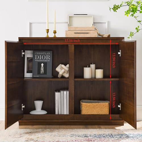 39"Real Wood Veneer Narrow Sideboard Buffet,Entryway Storage Cabinet, view 4