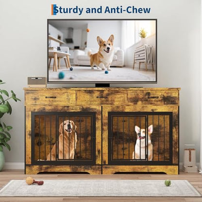 Heavy Duty Double Dog Crate Furniture for 2 Medium/Large Dogs, view 4