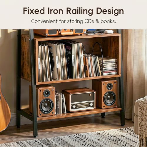 Record Player Stand, 5-Tier Turntable Stand with Charge Station, view 7