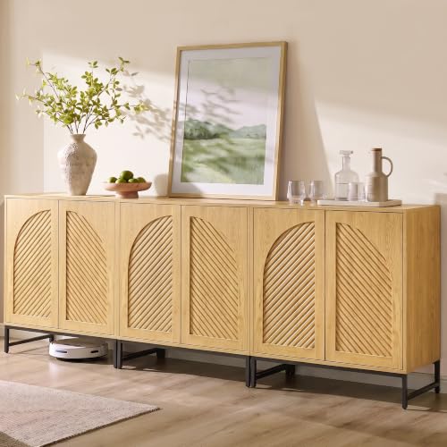 Modern Arched Sideboard Buffet Cabinet with Storage, Natural, view 5