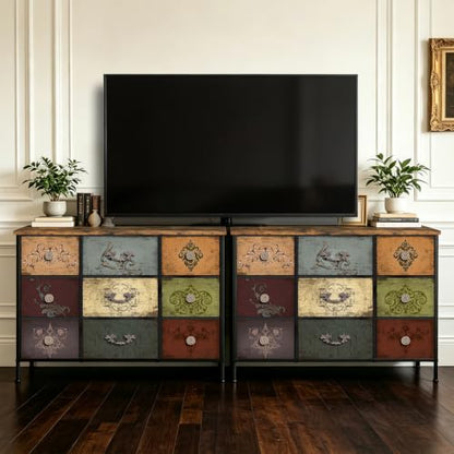 Dresser for Bedroom with 9 Deep Fabric Drawers, Wide TV Stand, view 8