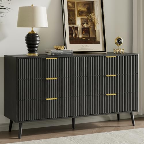 55" Wide Fluted Dresser for Bedroom with 6 Drawer, view 2