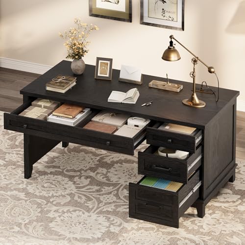 53.5" Farmhouse Home Office Desk with File Cabinet, view 5