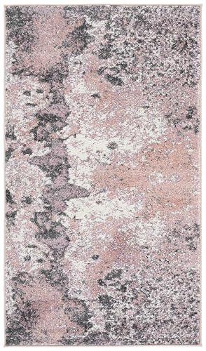 SAFAVIEH Glacier Collection 2'3" x 4' Pink / Grey GLA124U Modern Abstract Non-Shedding Living Room Bedroom Accent Rug