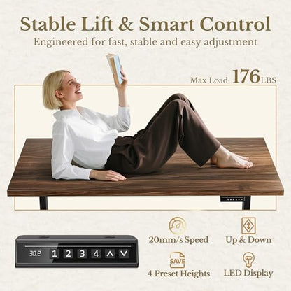 63 Inches L Shaped Standing Desk, Executive Electric Adjustable Desk with Storage Drawers and File Cabinet, AC/USB, 1.18" Thiken Desktop and Privacy Panel for Home Office, Black Walnut