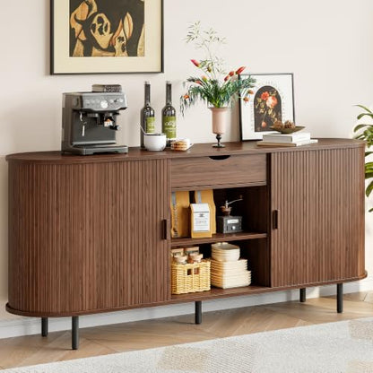 70" Sideboard Buffet Cabinet with Drawer&Adjustable Storage Shelves, view 2