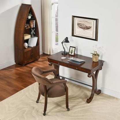 Traditional Wood Writing Desk with 2 Drawers, 47" Large Work Desk, view 4