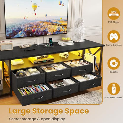 TV Stand with LED Lights & Power Outlets, for TVs up to 85 Inches, view 5