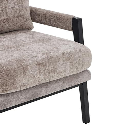 Kelly Mid-Century Modern Chenille Upholstered Accent Armchair, Gray