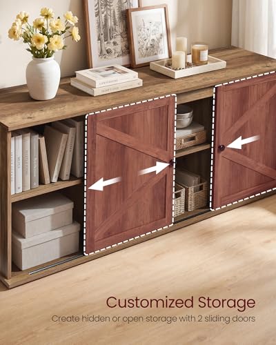 Farmhouse TV Stand for 65'' TV, Media Console, Sliding Barn Doors, view 6