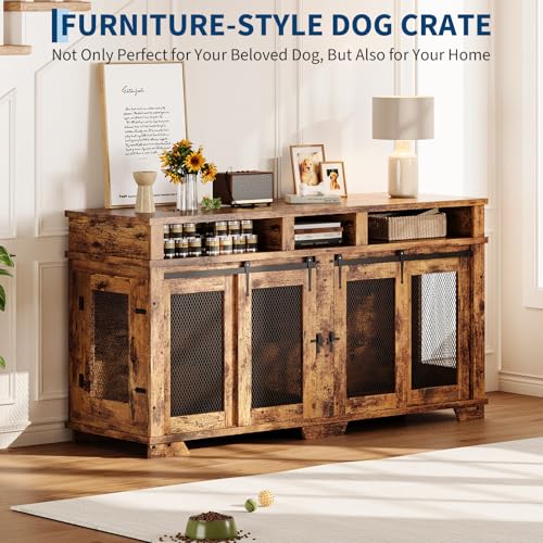 71'' Dog Crate Furniture for 2 Dogs, view 8