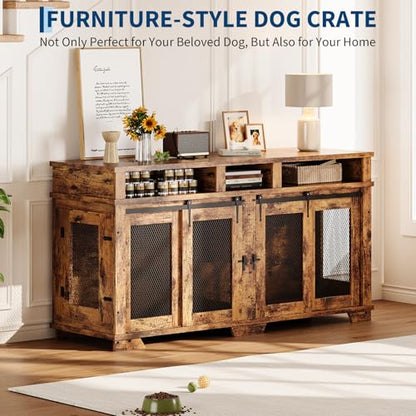 71'' Dog Crate Furniture for 2 Dogs, view 8