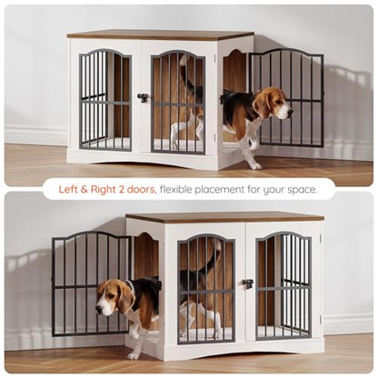 31.5" Wooden Dog Crate Furniture, Heavy Duty Dog Kennel Indoor with 3 Doors, view 7