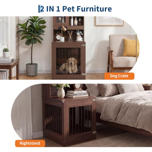 Dog Crate Furniture for Small Dogs, Wooden Dog Kennel Nightstand, view 8