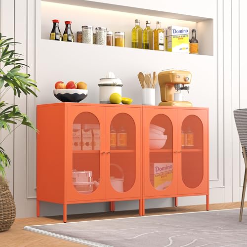 2 Door Accent Cabinet, Metal Storage Cabinet with Adjustable Shelf, view 3