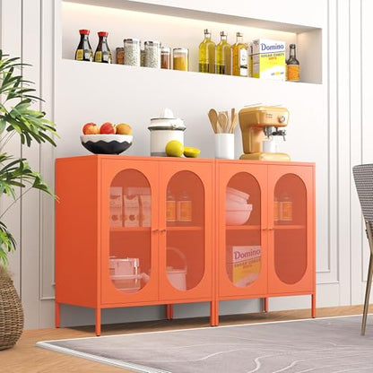2 Door Accent Cabinet, Metal Storage Cabinet with Adjustable Shelf, view 3