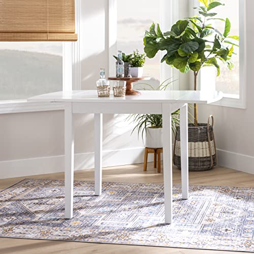 Torino White 30" Square Drop Leaf Table - 30" X 48" Fully Extended