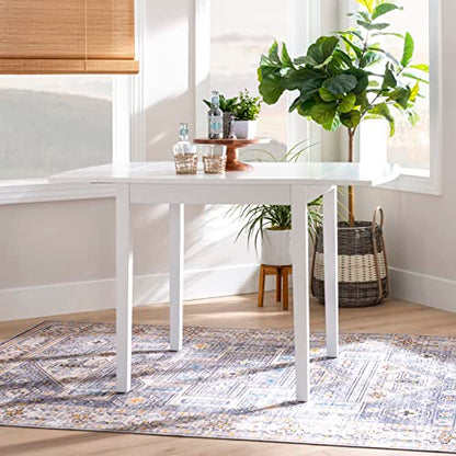 Torino White 30" Square Drop Leaf Table - 30" X 48" Fully Extended