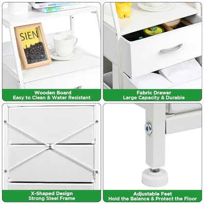 5 Drawers White Tall Fabric Dresser for Bedroom, Dorm Nightstand, view 7