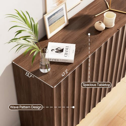 Fluted Sideboard Buffet Cabinet with Storage, view 4