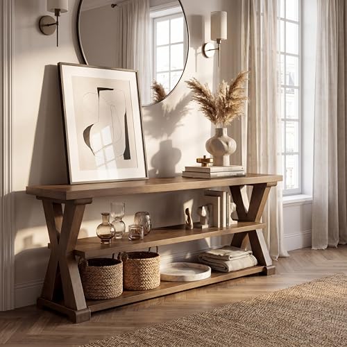 63-Inch Farmhouse TV Stand for 55/60/65/70-Inch TVs, 3-Tier, view 7